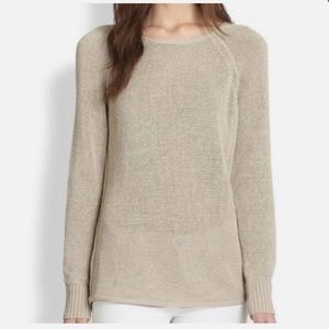 Lafayette 148 Khaki Linen Open-Knit Sweater - Size M